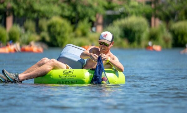 Float the Deschutes River in Bend, OR with a green tube from Tumalo Creek to contribute to river stewardship